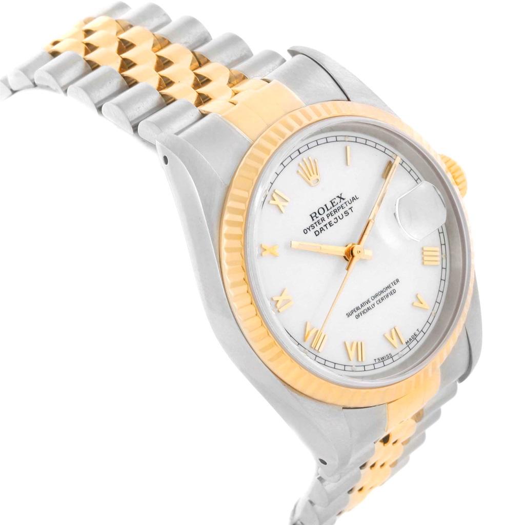 Rolex Datejust Steel 18 Karat Yellow Gold White Roman Dial Men’s Watch 16233 2