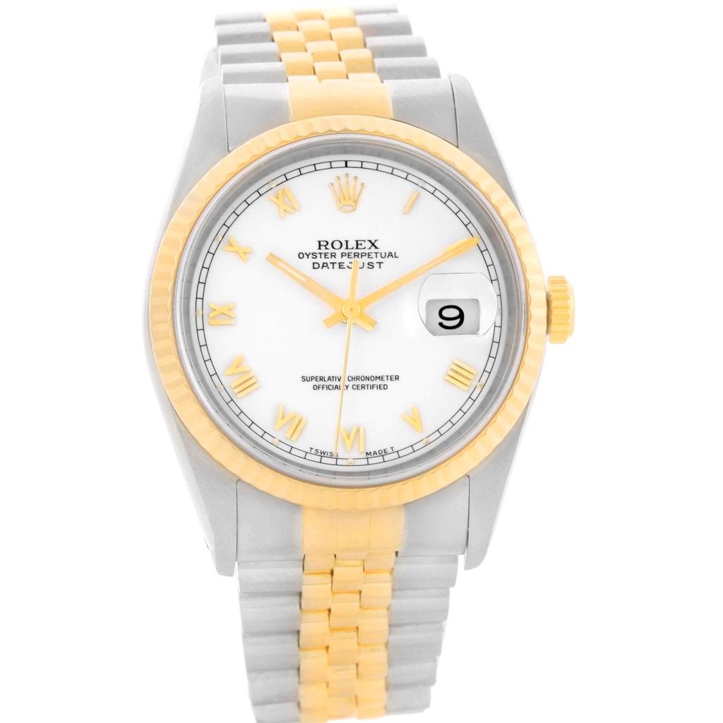 Rolex Datejust Steel 18 Karat Yellow Gold White Roman Dial Men’s Watch 16233 3