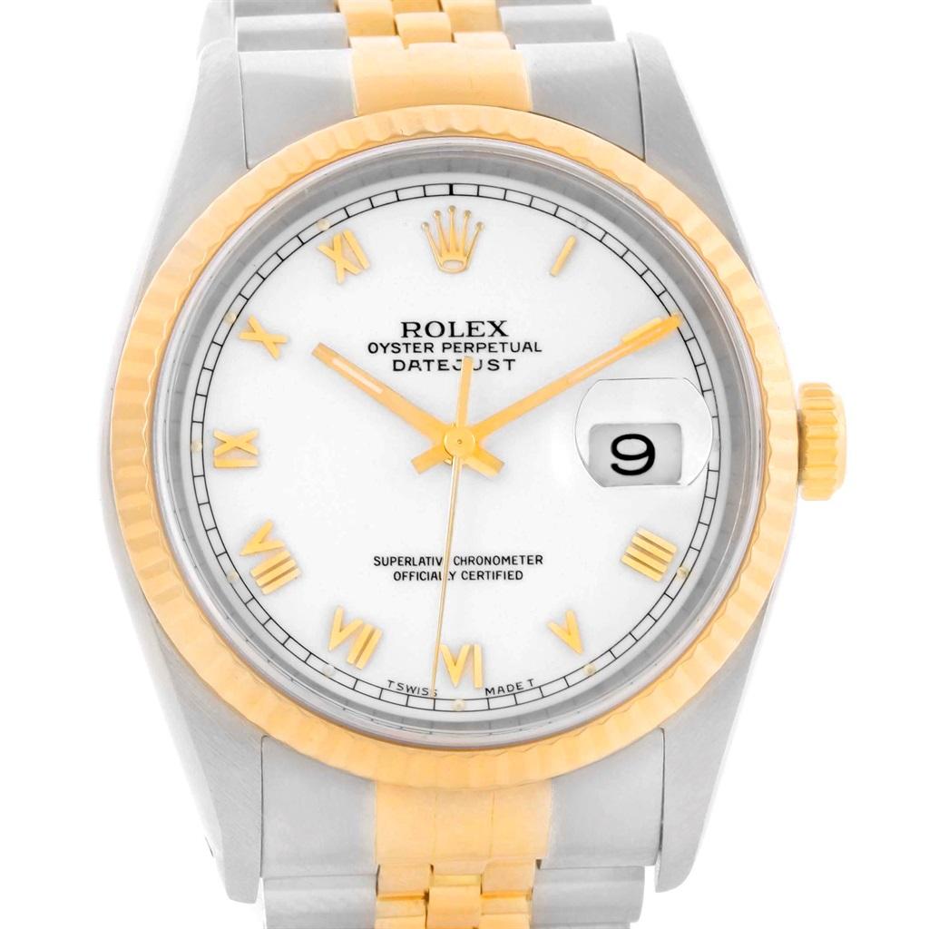 Rolex Datejust Steel 18 Karat Yellow Gold White Roman Dial Men’s Watch 16233 4