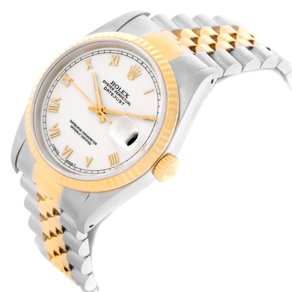 Rolex Datejust Steel 18 Karat Yellow Gold White Roman Dial Men’s Watch 16233 5