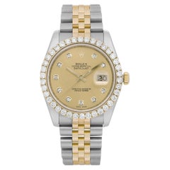 Rolex Datejust Steel 18K Gold Diamond Bezel Champagne Dial Mens Watch 116233