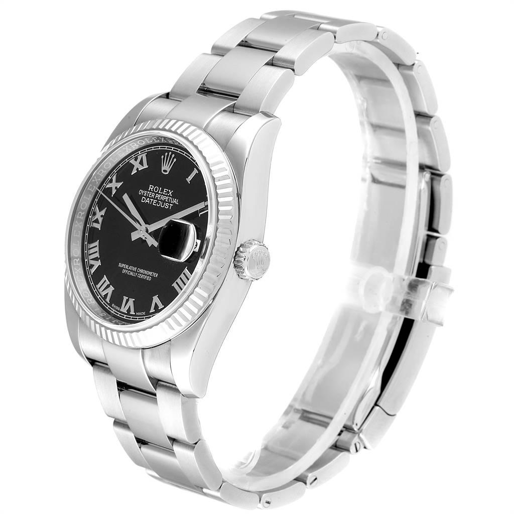 Rolex Datejust Steel 18 Karat White Gold Black Dial Men's Watch 116234 In Excellent Condition For Sale In Atlanta, GA