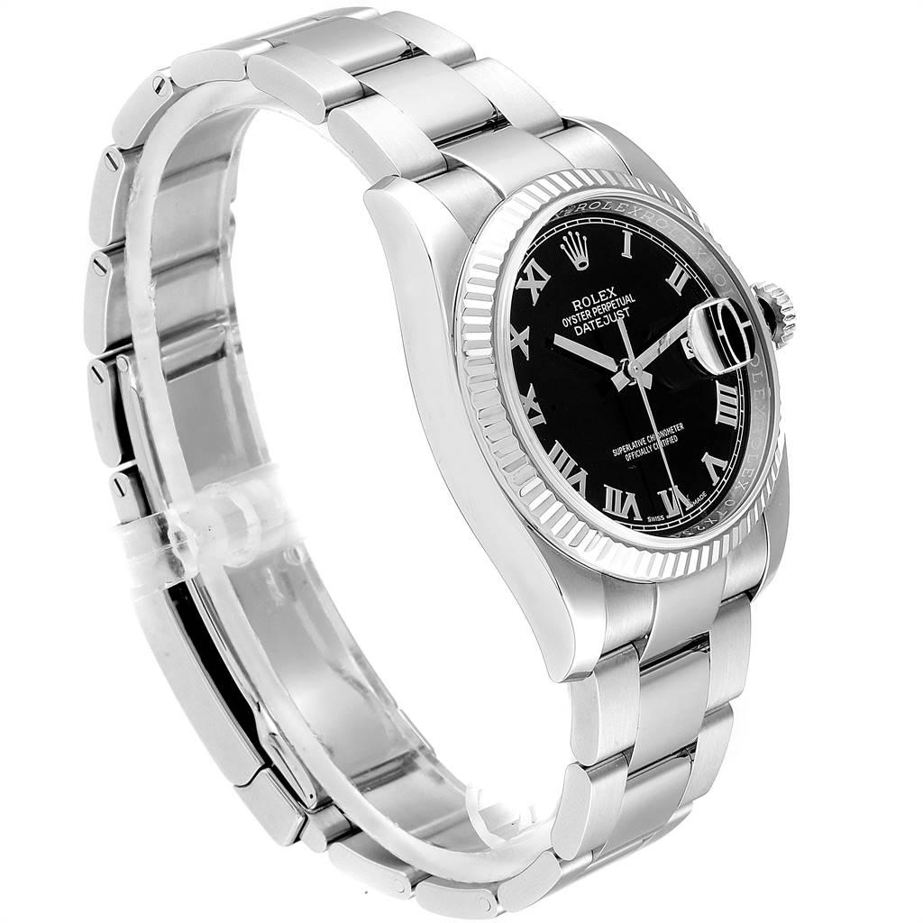 Rolex Datejust Steel 18 Karat White Gold Black Dial Men's Watch 116234 For Sale 1