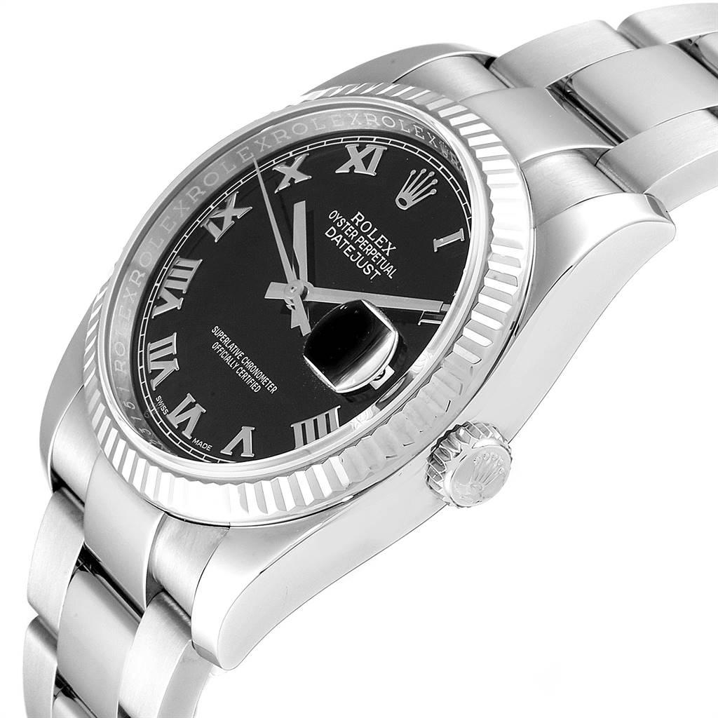 Rolex Datejust Steel 18 Karat White Gold Black Dial Men's Watch 116234 For Sale 2