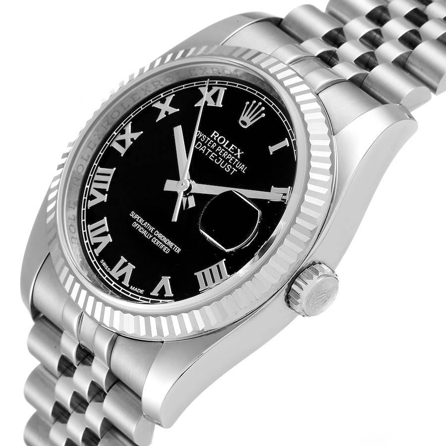 Rolex Datejust Steel 18K White Gold Black Dial Mens Watch 116234 For Sale 1