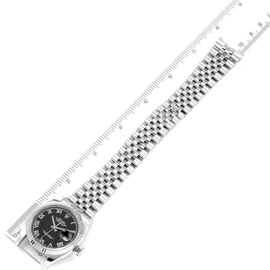 Rolex Datejust Steel 18K White Gold Black Roman Dial Mens Watch 116234 For Sale 6