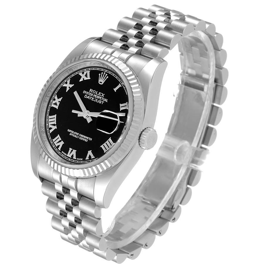 Men's Rolex Datejust Steel 18K White Gold Black Roman Dial Mens Watch 116234 For Sale