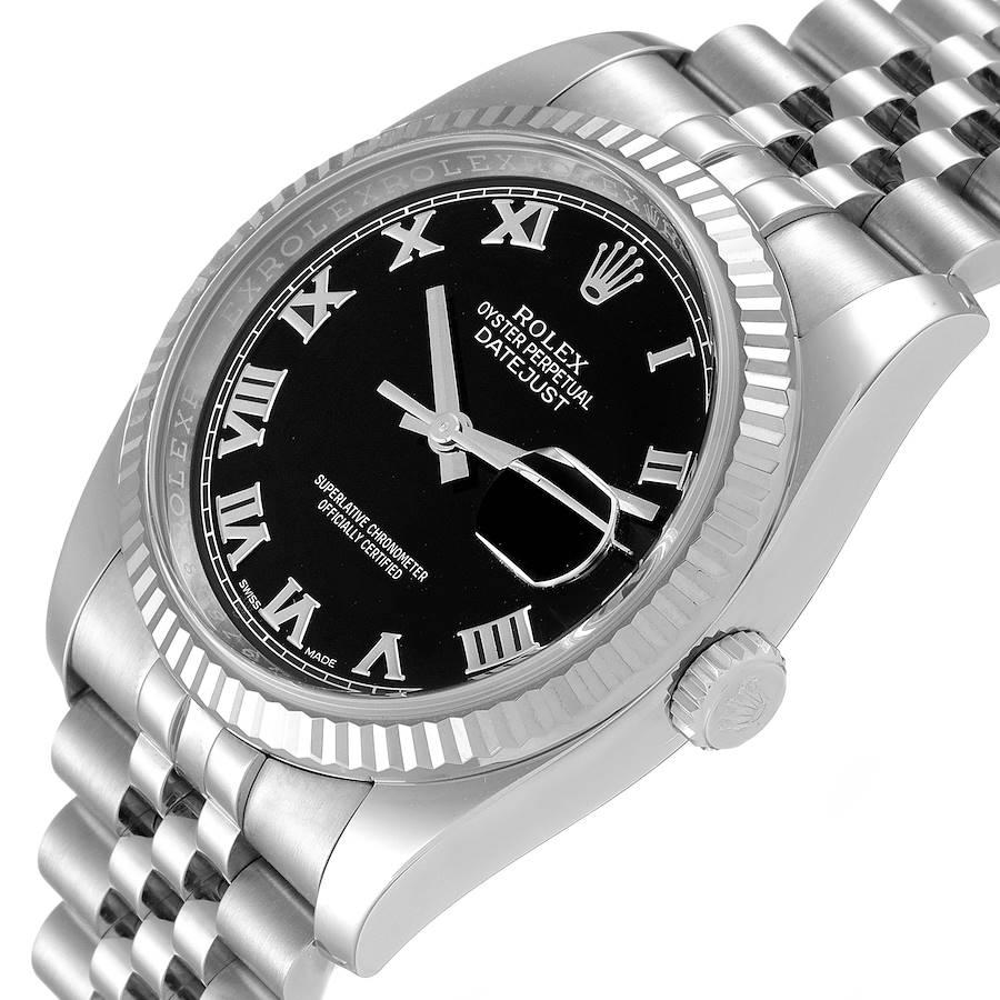 Rolex Datejust Steel 18K White Gold Black Roman Dial Mens Watch 116234 For Sale 1