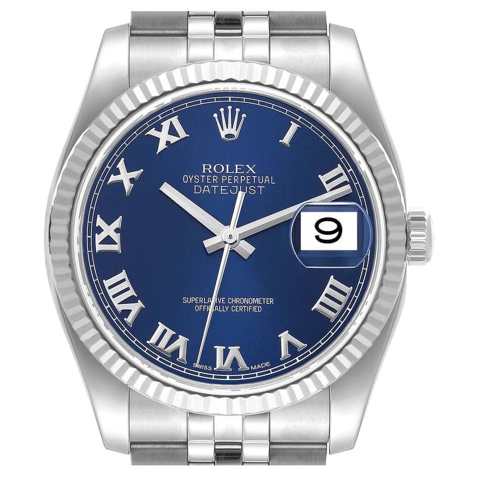 Rolex Cellini 18k White Gold Blue Strap Mens Vintage Watch 3805 at ...