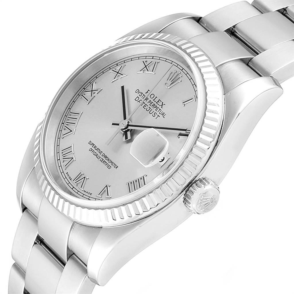 Rolex Datejust Steel 18 Karat White Gold Rhodium Dial Men’s Watch 116234 1