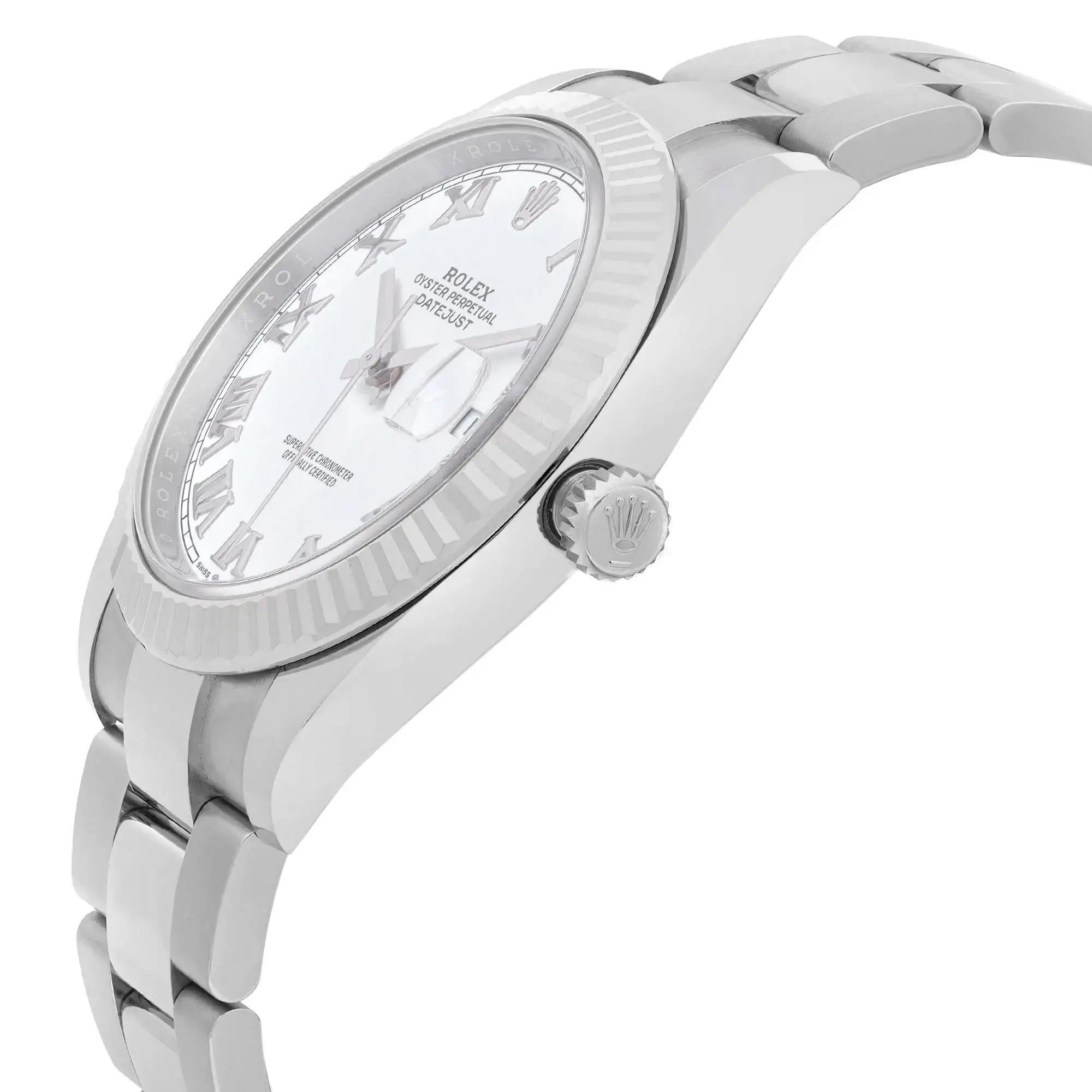 Rolex Datejust Steel 18K White Gold White Dial Mens Automatic Watch 126334 In Excellent Condition For Sale In New York, NY
