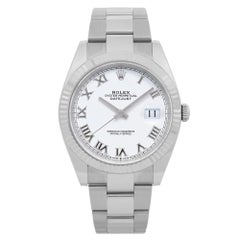 Rolex Datejust Acero 18K Oro Blanco Esfera Blanca Reloj Automático Hombre 126334