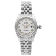 Rolex Datejust Steel 18K White Gold White Roman Automatic Ladies Watch 179174