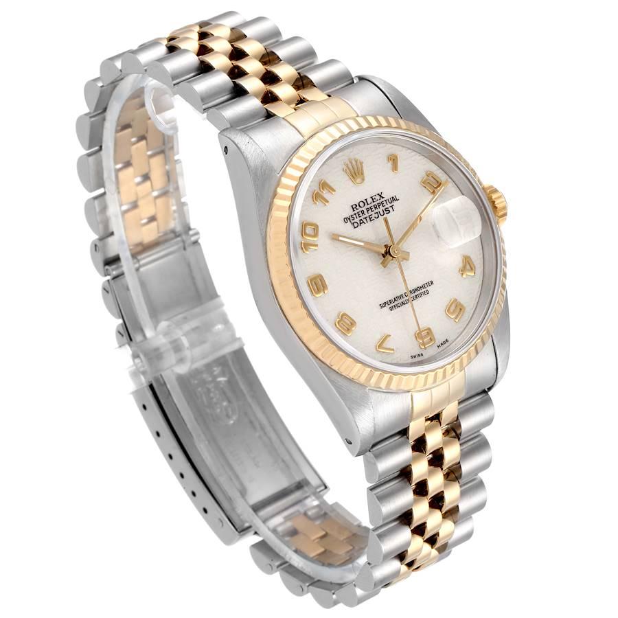 Rolex Datejust Steel 18K Yellow Gold Anniversary Dial Mens Watch 16233 In Good Condition For Sale In Atlanta, GA