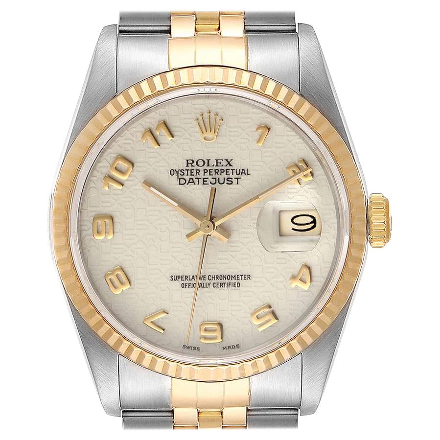 Rolex Datejust Steel 18K Yellow Gold Anniversary Dial Mens Watch 16233 For Sale
