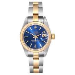 Rolex Datejust Steel 18k Yellow Gold Blue Dial Ladies Watch 79163