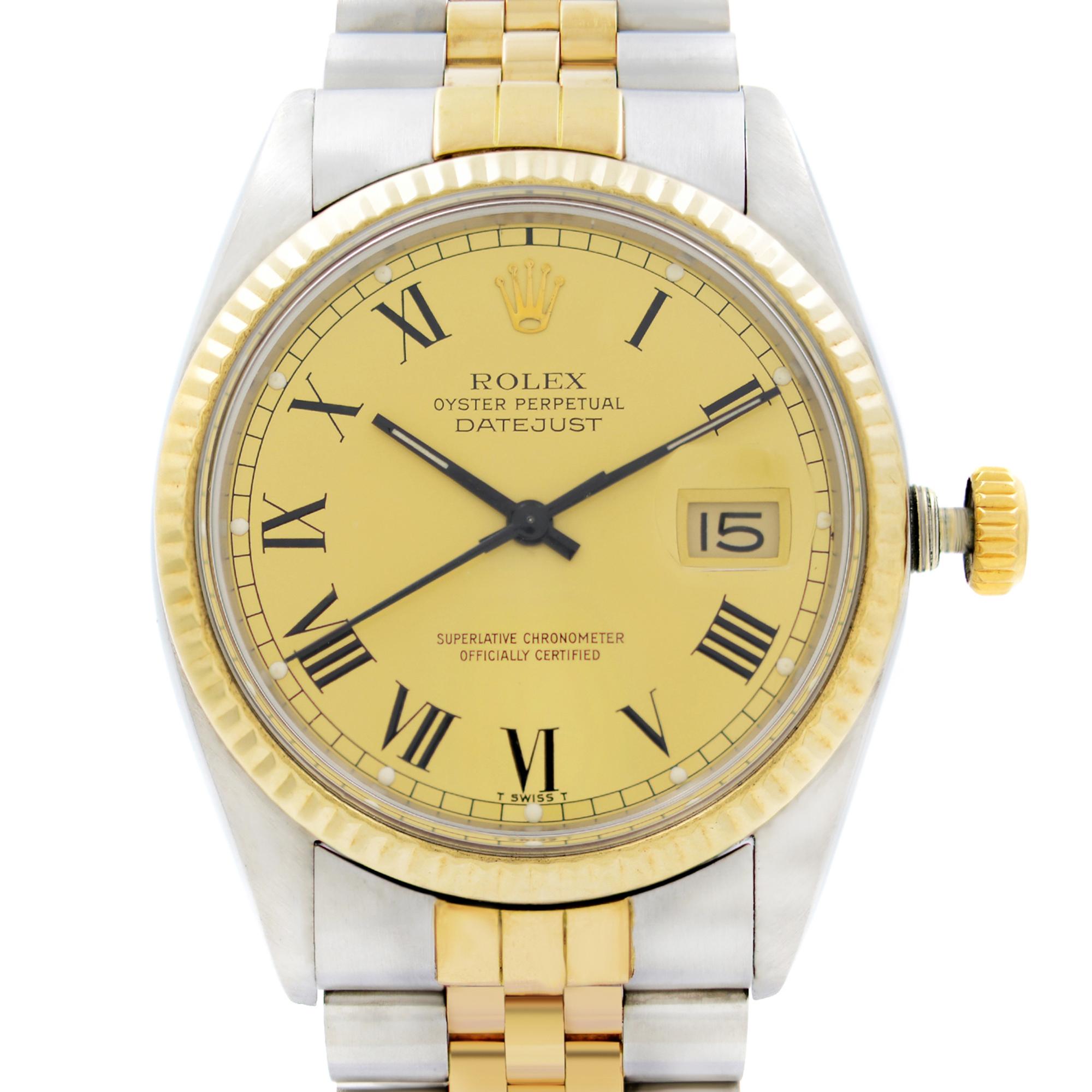 Pre-owned Rolex Datejust 18k Yellow Gold Champagne Dial Automatic Men's Watch. 
