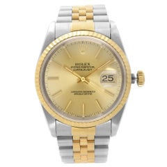 Rolex Datejust Steel 18k Yellow Gold Champagne Dial Automatic Mens Watch 16233