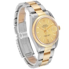 Rolex Datejust Steel 18K Yellow Gold Champagne Dial Mens Watch 16233