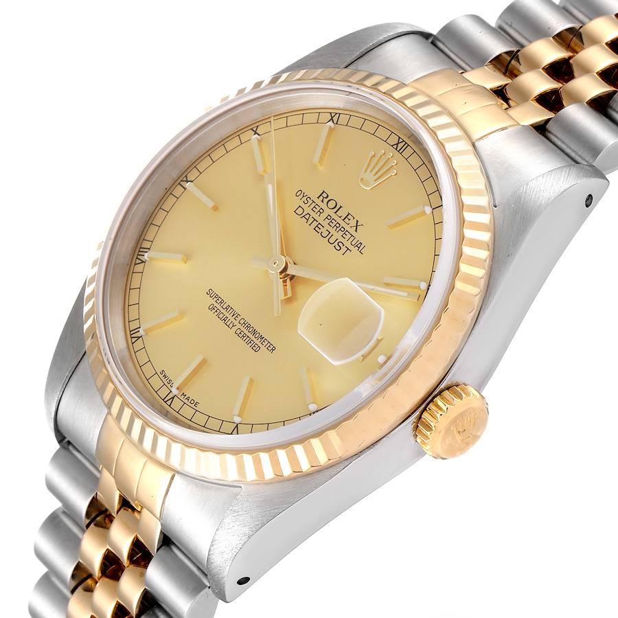 Rolex Datejust Steel 18K Yellow Gold Champagne Dial Mens Watch 16233 For Sale 1