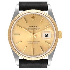 Rolex Datejust Steel 18K Yellow Gold Champagne Dial Mens Watch 16233