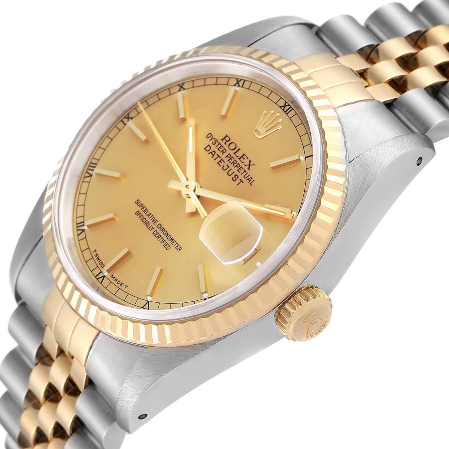 Rolex Datejust Steel 18K Yellow Gold Champagne Dial Watch 16233 Box Papers 1