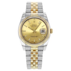 Rolex Datejust Steel 18K Yellow Gold Champagne Sticks Automatic Watch 116233