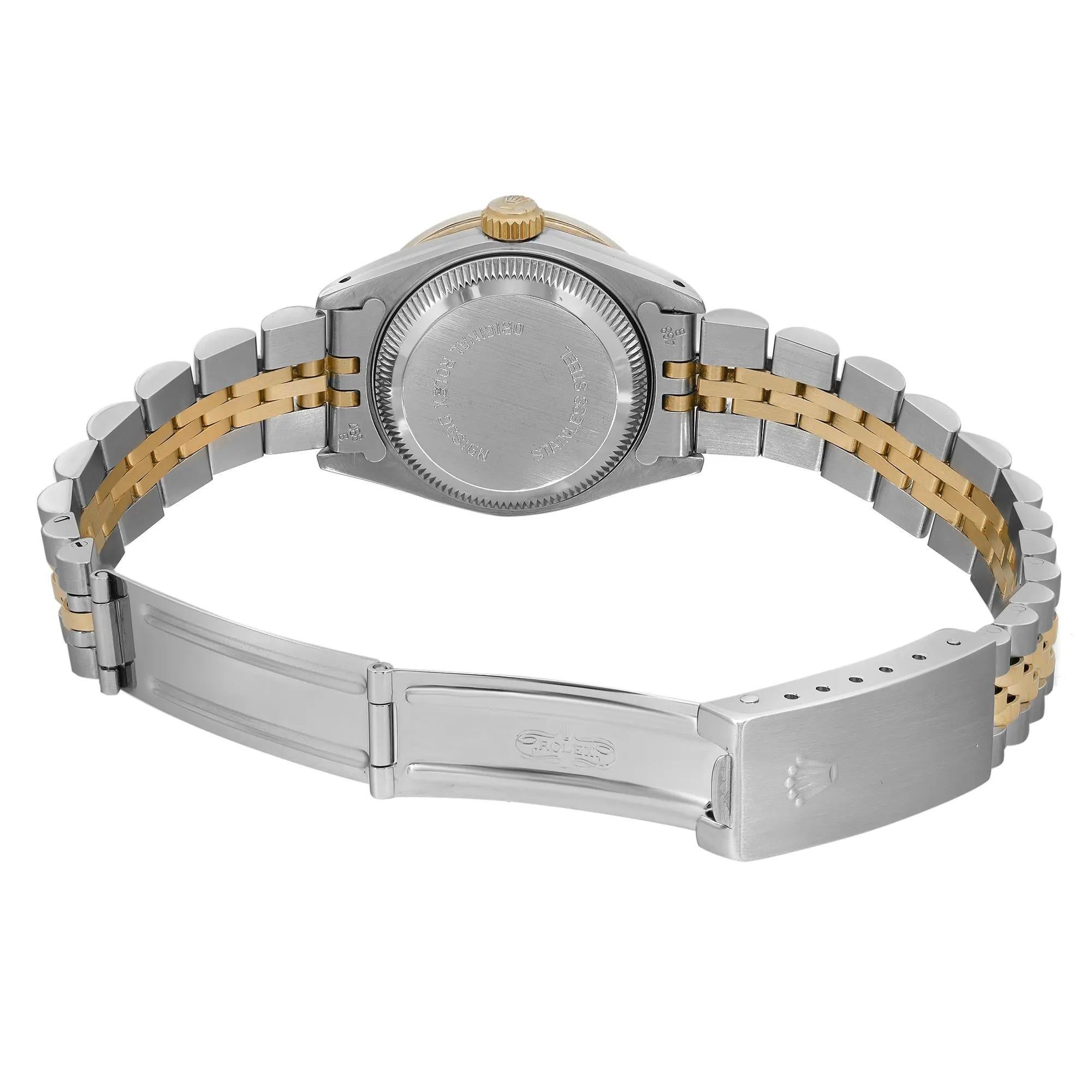 Reloj Rolex Datejust Acero 18K Oro Amarillo Personalizado Diamantes Esfera Negra 69173 en venta 1