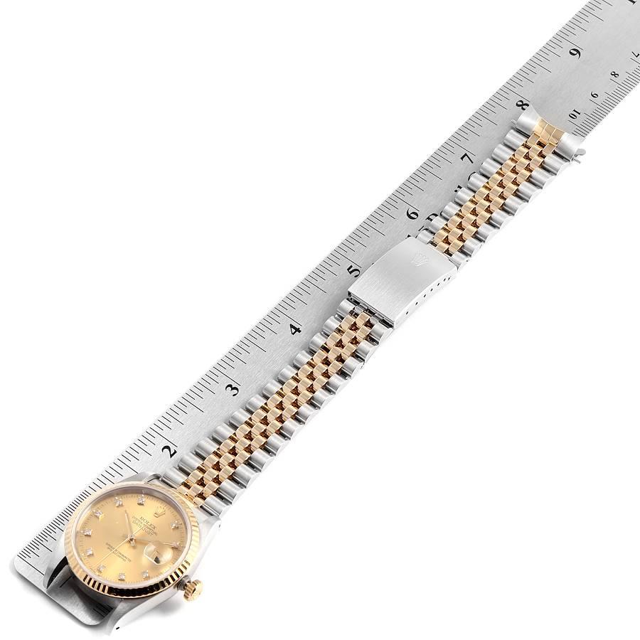Rolex Datejust Steel 18K Yellow Gold Diamond Dial Men's Watch 16233 Box Card For Sale 7