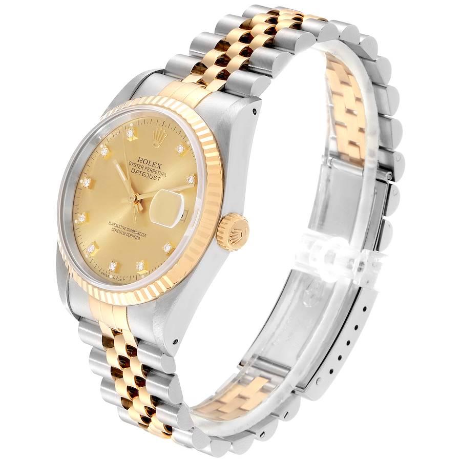 Rolex Datejust Steel 18 Karat Gold Diamond Dial Men's Watch 16233 Box Papers 1