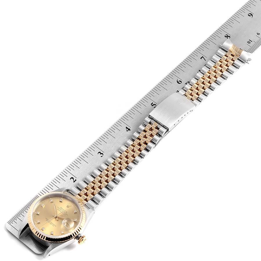 Rolex Datejust Steel 18 Karat Gold Diamond Dial Men's Watch 16233 Box Papers 5