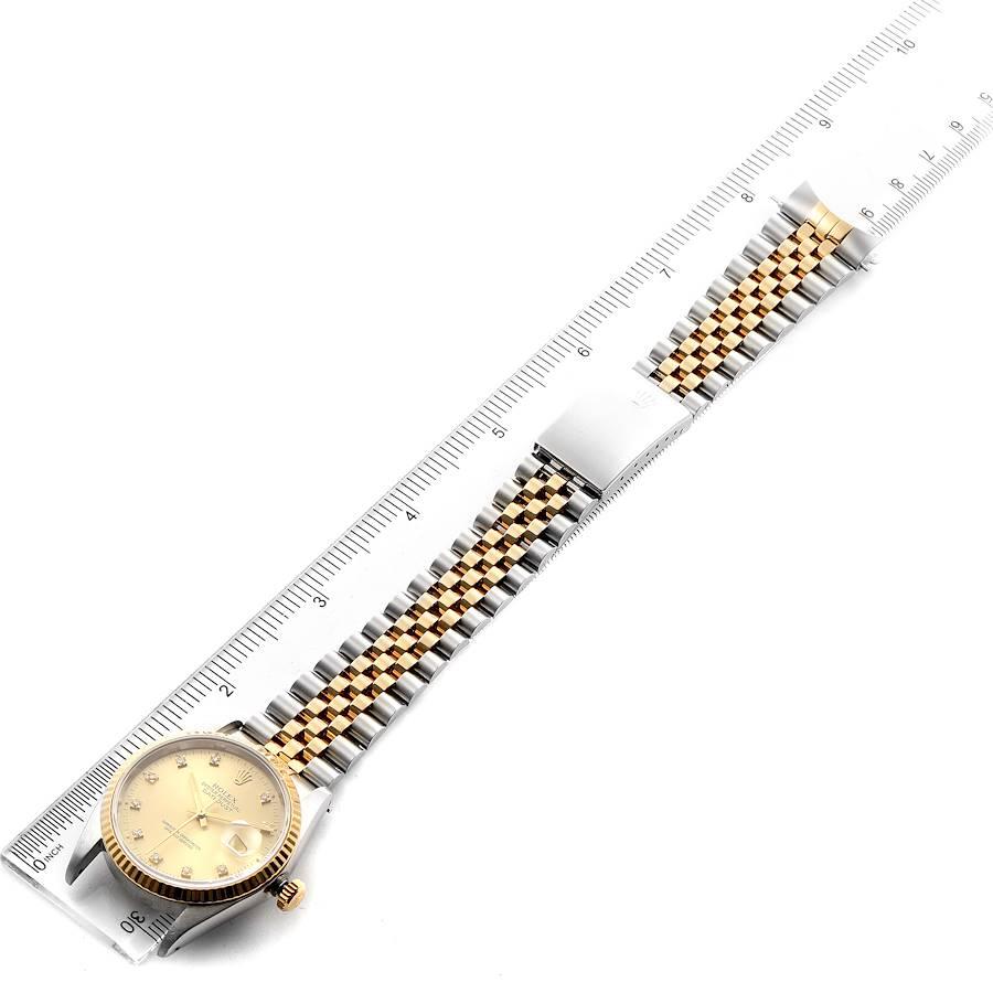 Rolex Datejust Steel 18 Karat Yellow Gold Diamond Dial Men’s Watch 16233 For Sale 6