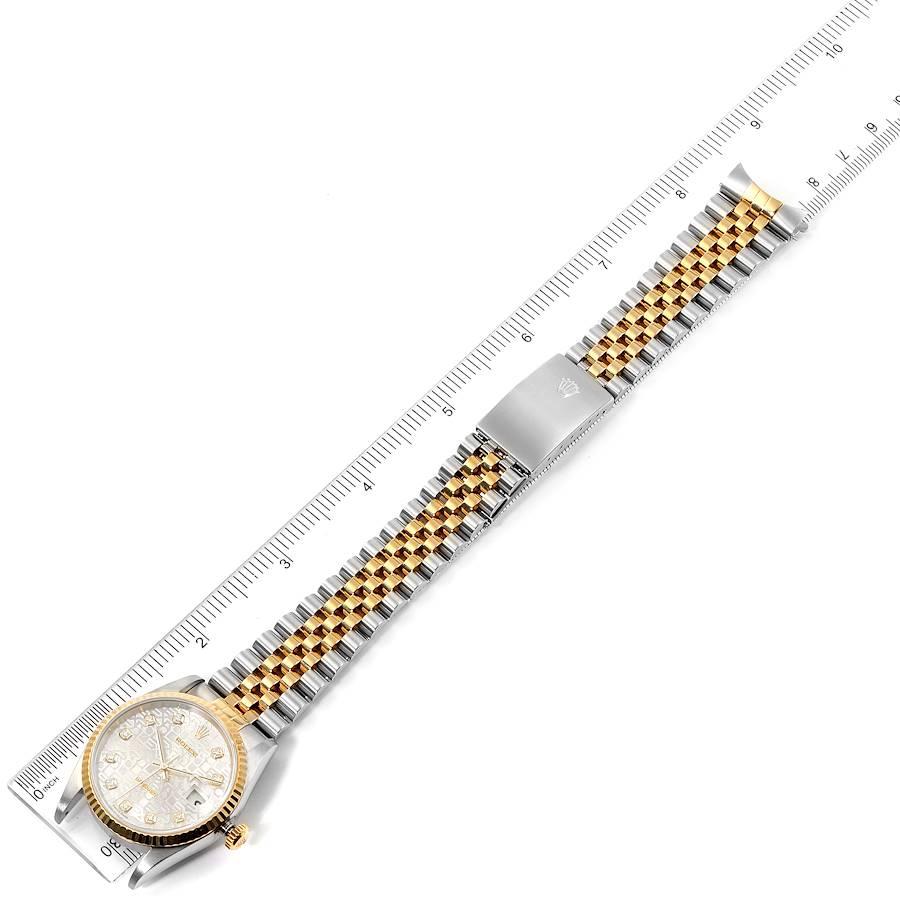 Rolex Datejust Steel 18 Karat Yellow Gold Diamond Dial Men's Watch 16233 For Sale 7