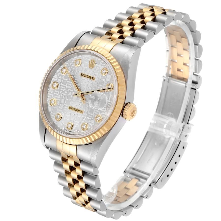 Rolex Datejust Steel 18 Karat Yellow Gold Diamond Dial Men's Watch 16233 For Sale 1