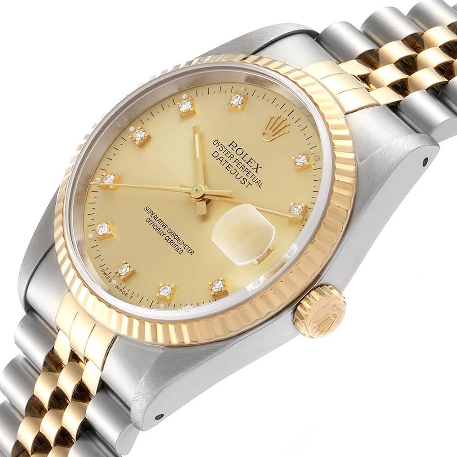 Rolex Datejust Steel 18 Karat Yellow Gold Diamond Dial Men’s Watch 16233 1
