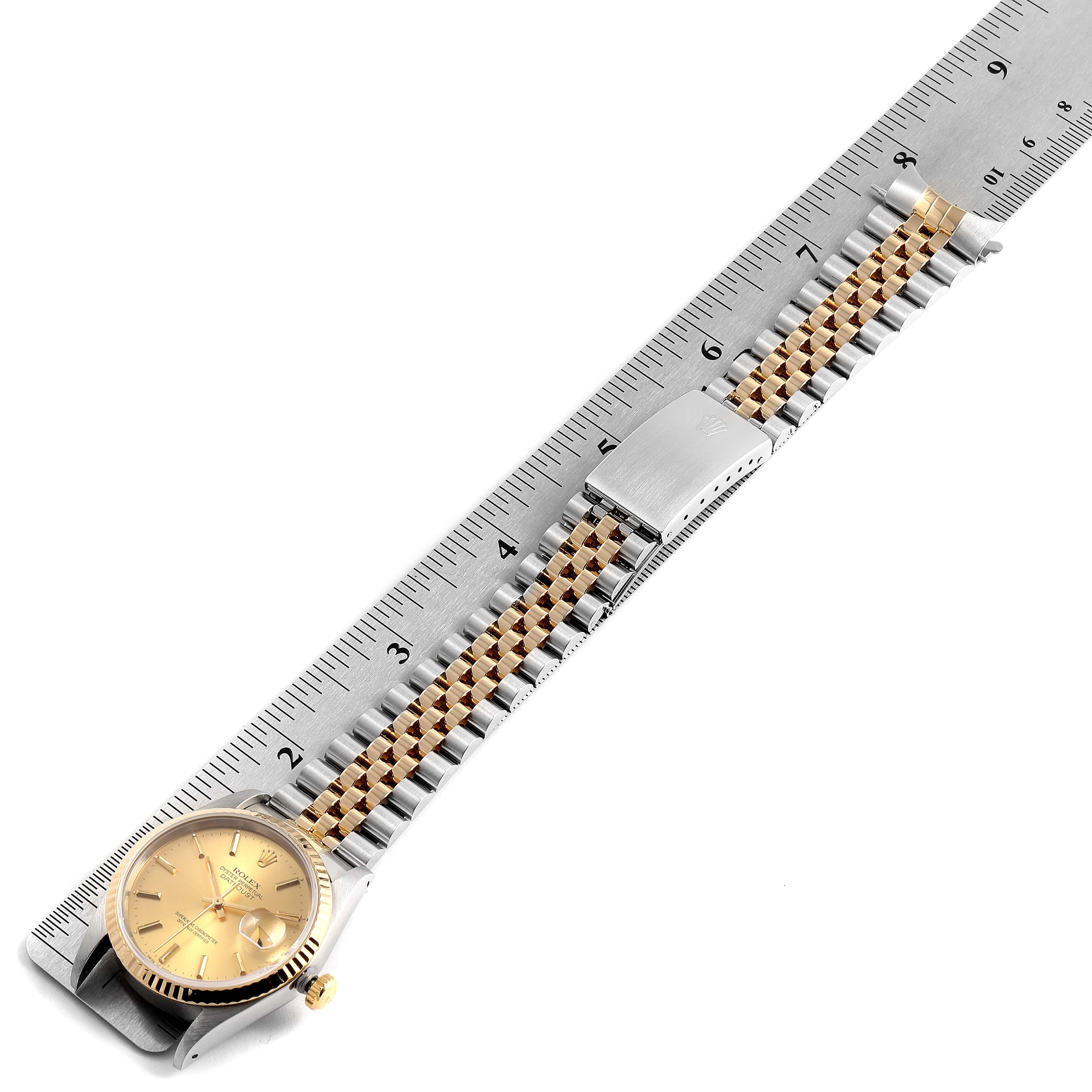 Rolex Datejust Steel 18 Karat Yellow Gold Fluted Bezel Men's Watch 16233 7