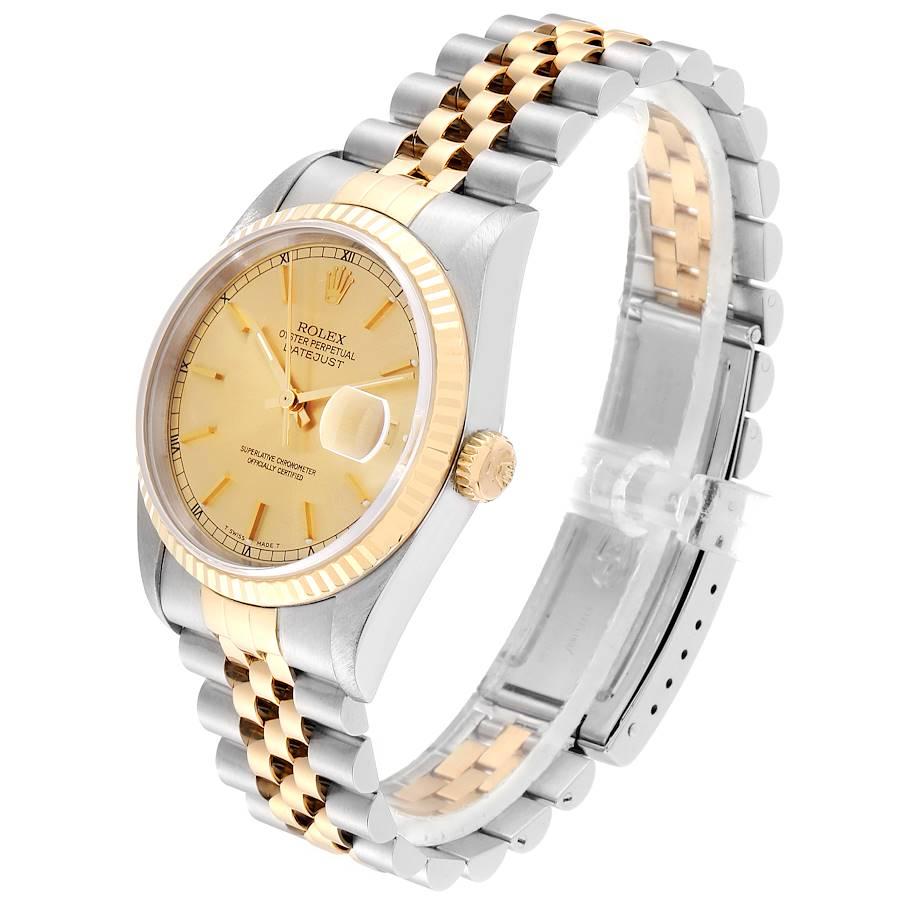 Rolex Datejust Steel 18 Karat Yellow Gold Fluted Bezel Men's Watch 16233 1