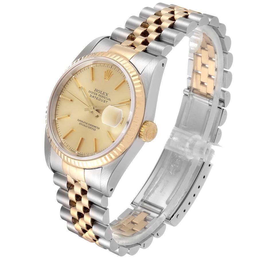 Rolex Datejust Steel 18 Karat Yellow Gold Fluted Bezel Men's Watch 16233 1