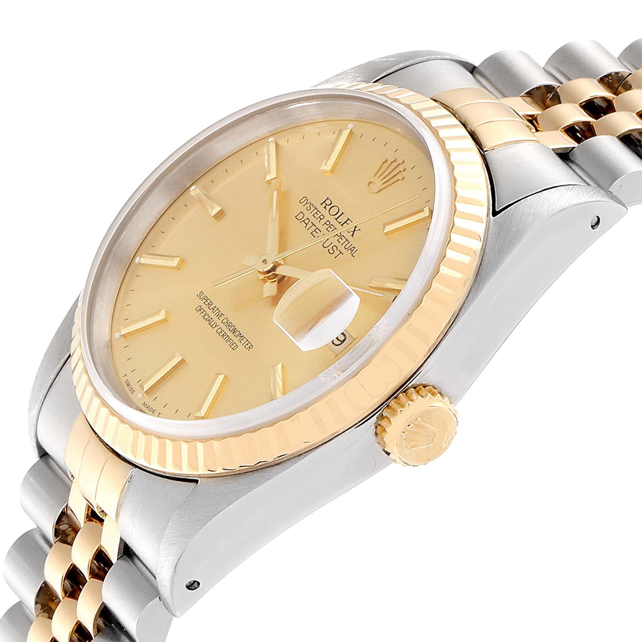 Rolex Datejust Steel 18 Karat Yellow Gold Fluted Bezel Men's Watch 16233 2