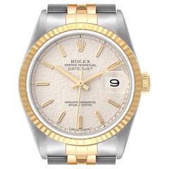 Rolex Datejust Steel 18K Yellow Gold Ivory Anniversary Dial Mens Watch 16233
