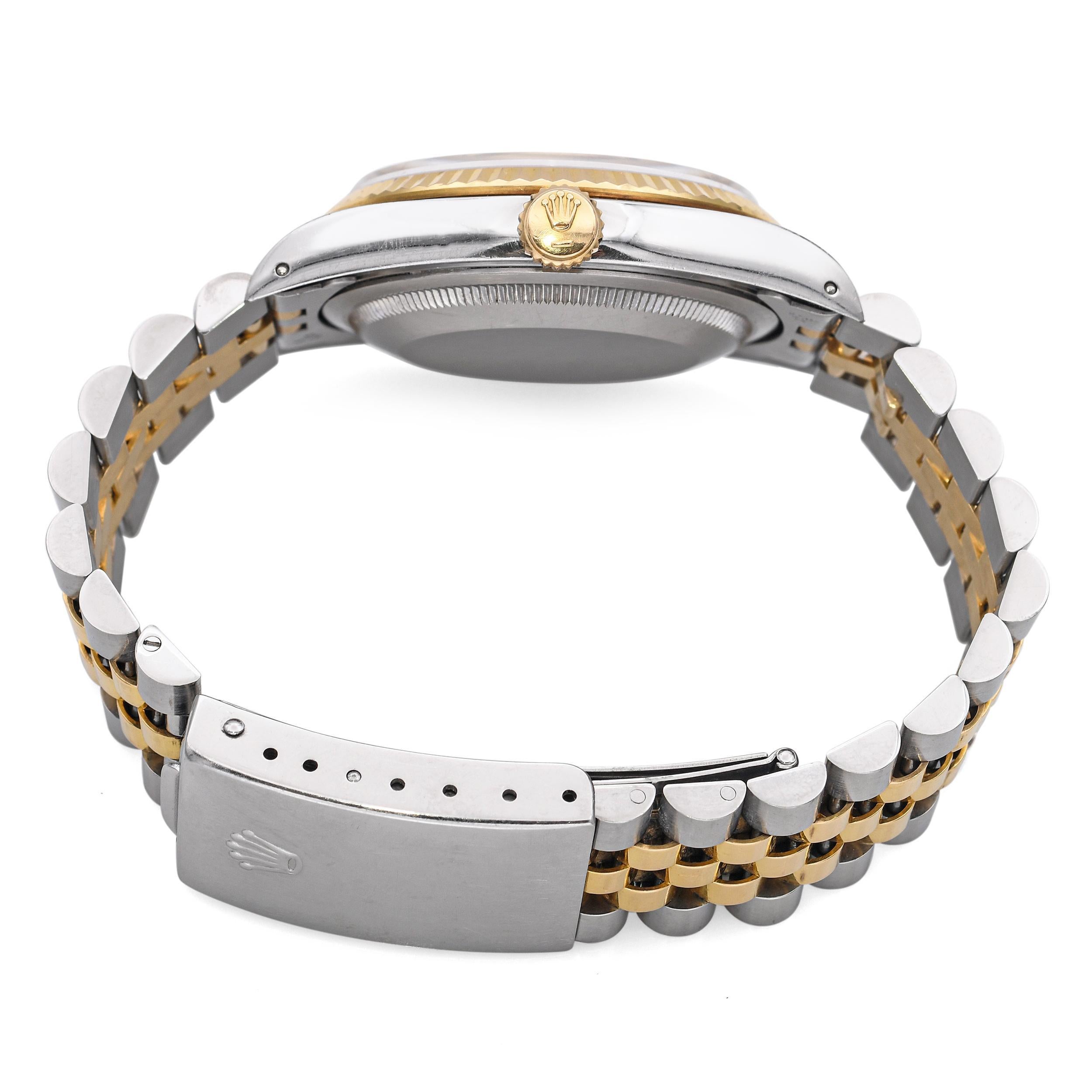 Reloj de caballero Rolex Datejust de acero y oro amarillo de 18 quilates Ref 16233 en venta 4