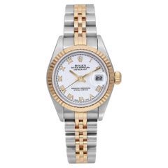 Rolex Datejust Steel 18k Yellow Gold White Roman Dial Ladies Watch 79173