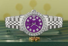 Rolex Datejust Steel Jubilee Watch 2 Carat Diamond Bezel / Dark Purple Dial