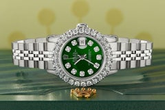 Rolex Datejust Steel Jubilee Watch 2 Carat Diamond Bezel / Royal Green MOP Dial