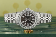 Rolex Datejust Steel Watch 2 Carat Diamond Bezel /Rhodium Grey Baguette Dial