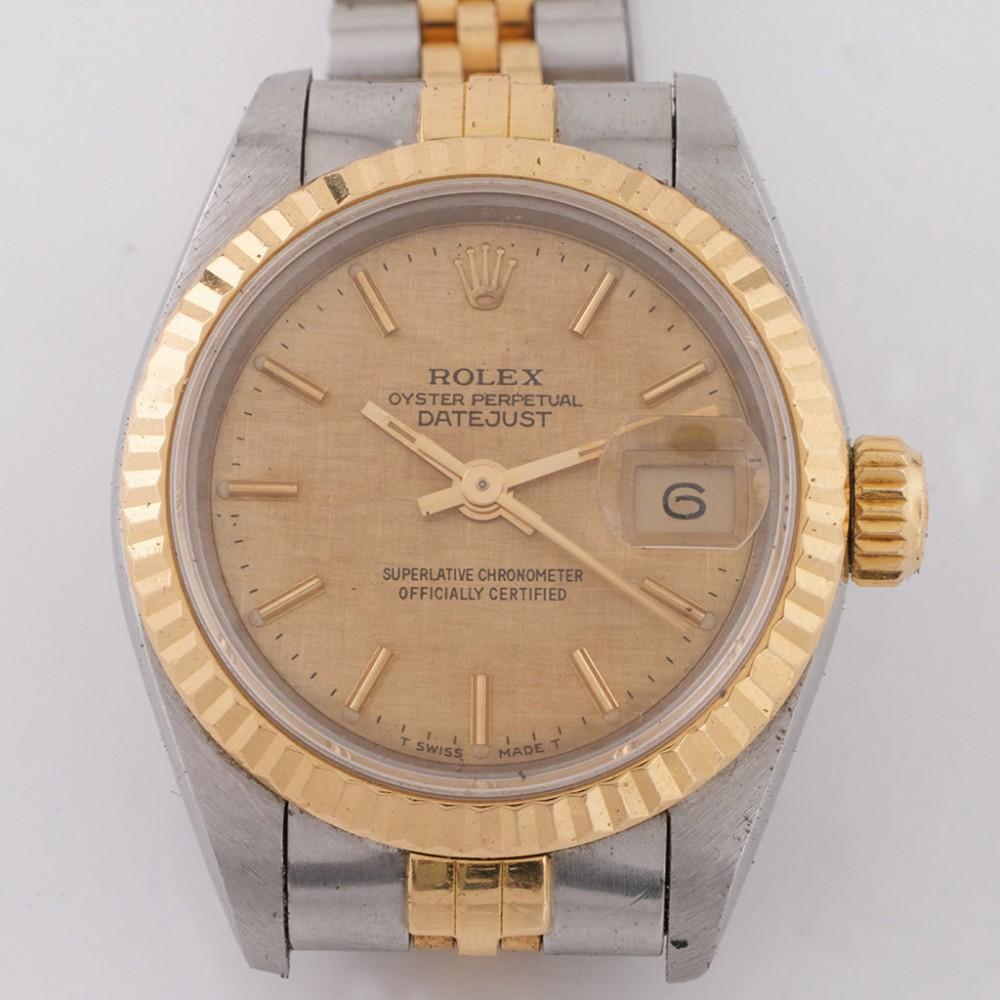 Swiss Rolex Datejust Steel and Gold 26mm Watch For Sale