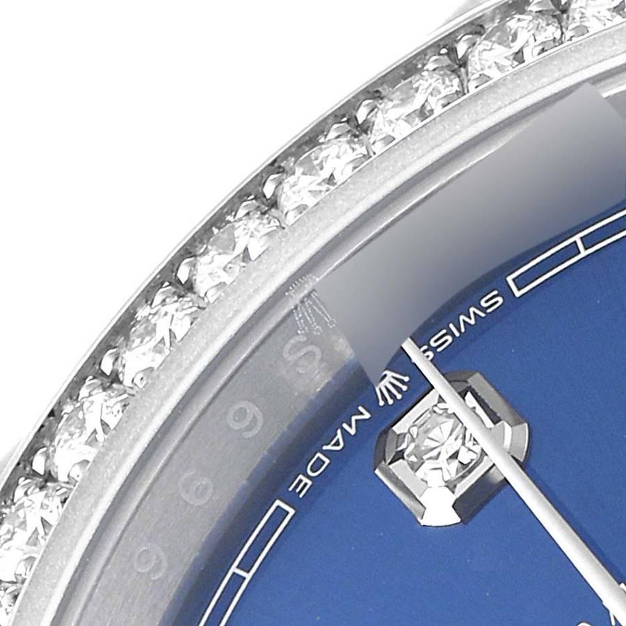 Rolex Datejust Steel Blue Diamond Dial Bezel Mens Watch 126284 In Excellent Condition For Sale In Atlanta, GA