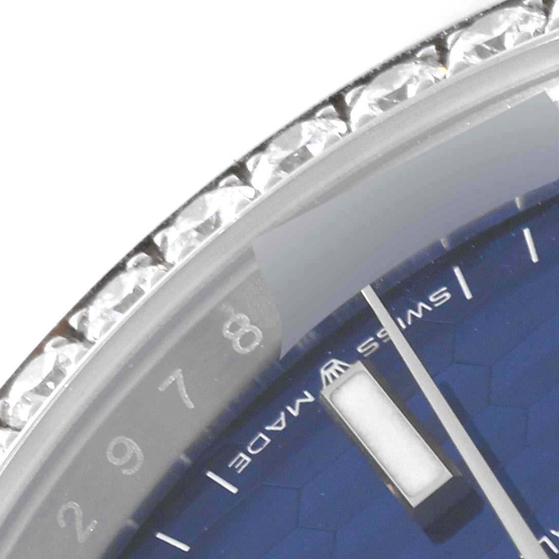 Rolex Datejust Steel Blue Fluted Dial Diamond Mens Watch 126284 Unworn For Sale 2