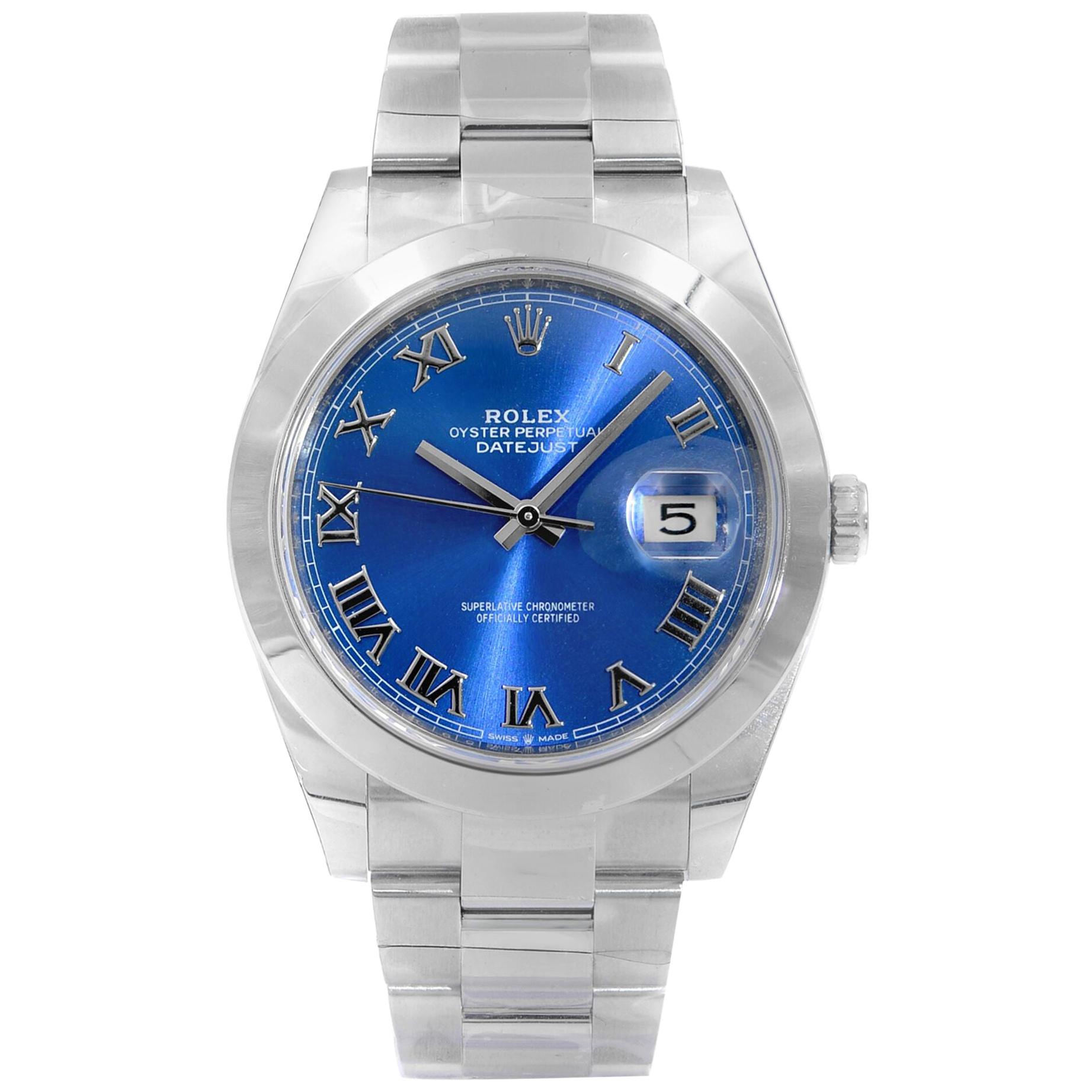 Rolex Datejust Steel Blue Roman Dial Automatic Men's Watch 126300