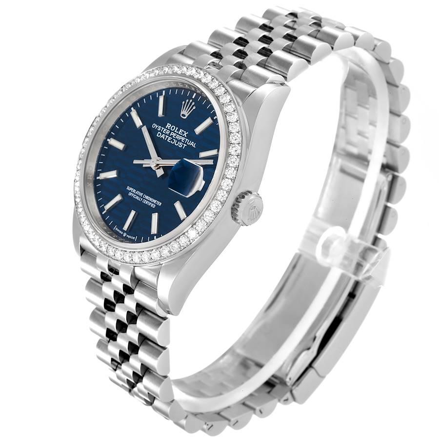 Rolex Datejust Steel Bright Blue Dial Diamond Mens Watch 126284 Unworn In Excellent Condition In Atlanta, GA